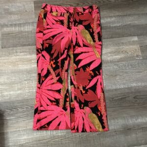 J CREW PANTS HIGH WAISTED KICK TOP CROP PANTS PARROTS PALM LEAVES